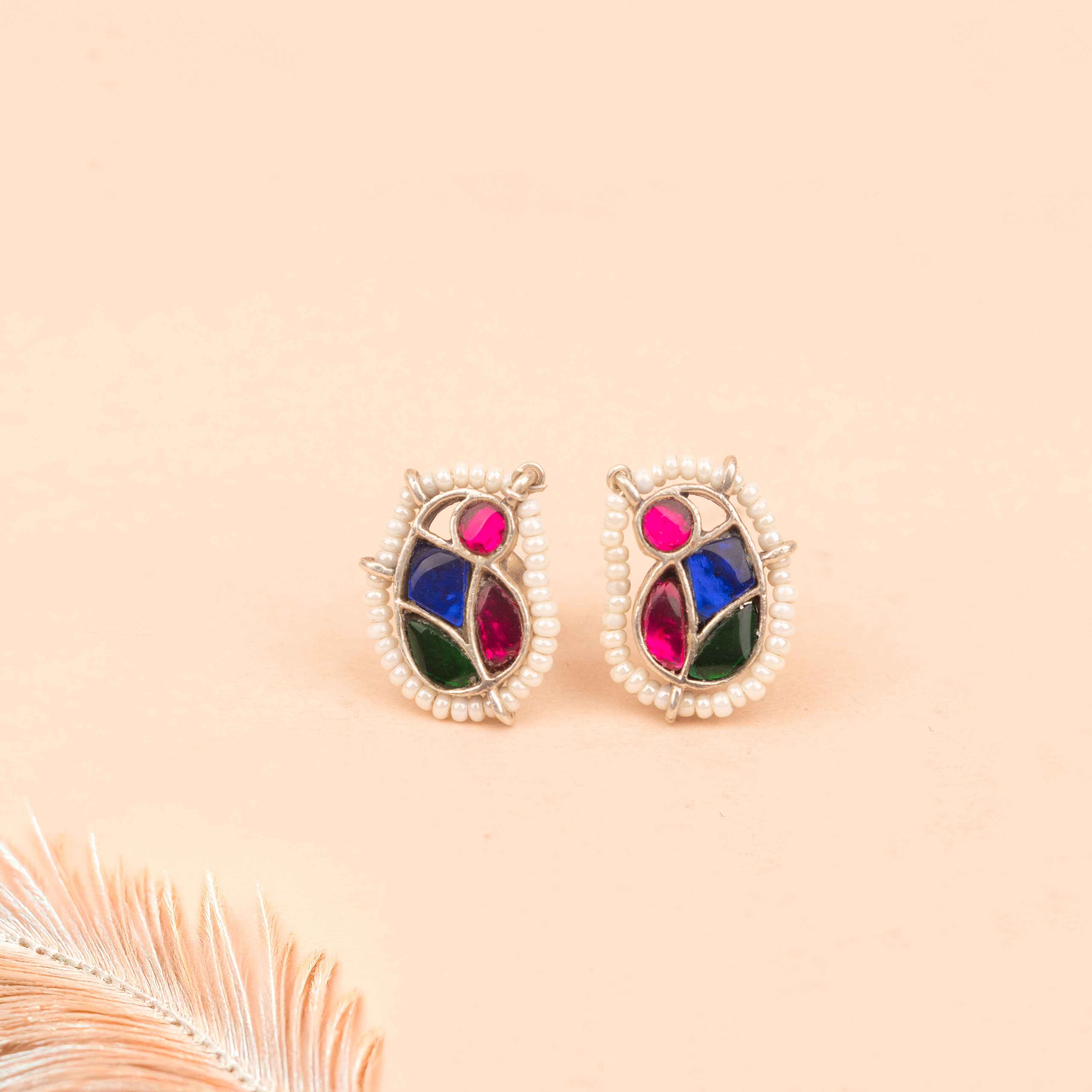Moh Shaahi Kundan Peacock Stud Earring