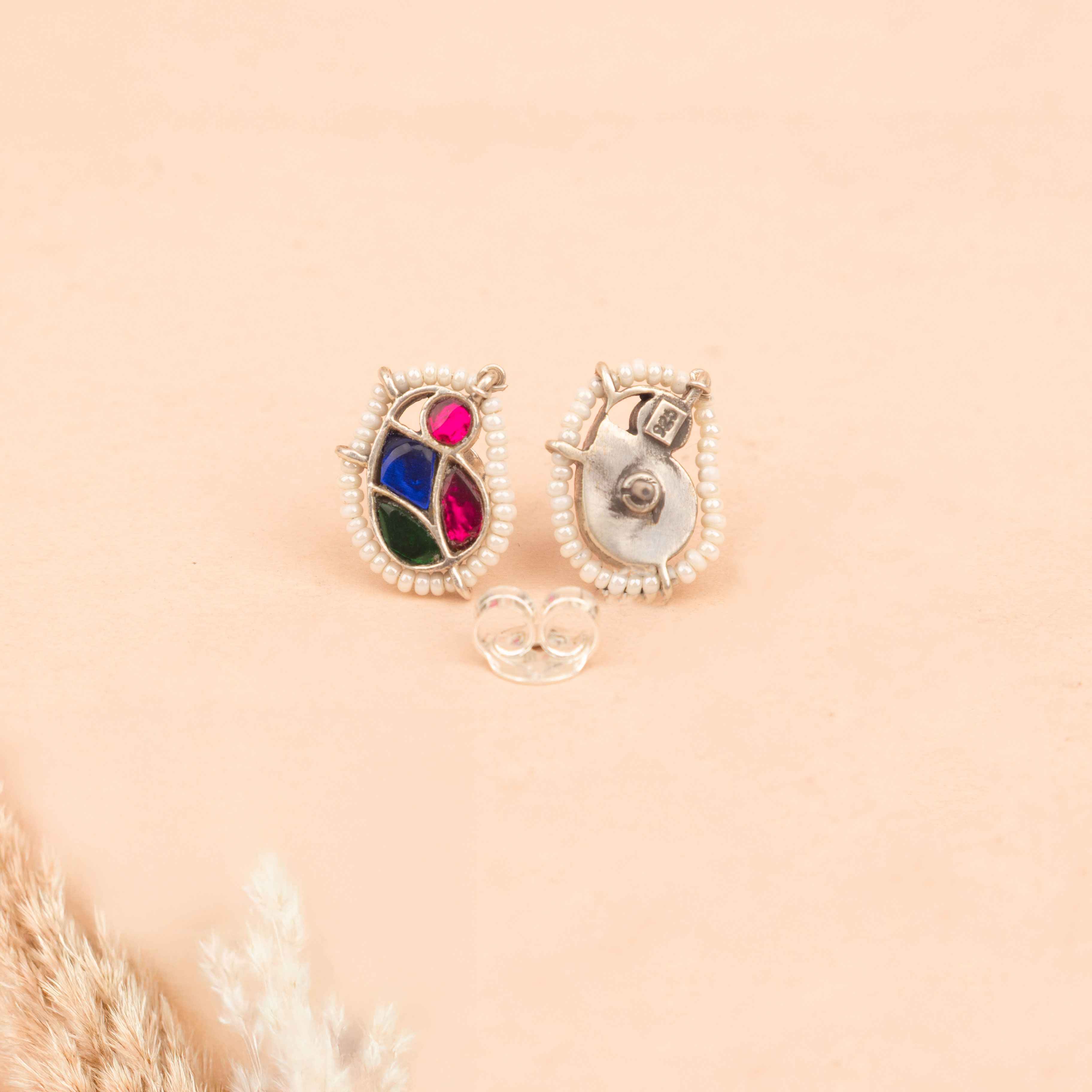 Moh Shaahi Kundan Peacock Stud Earring