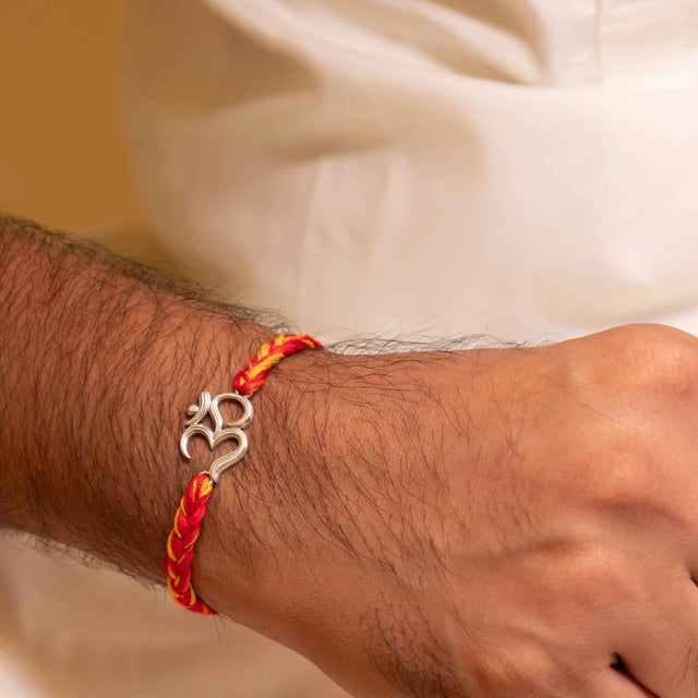 925 pure silver Om Shiva sutra rakhi, alternate view