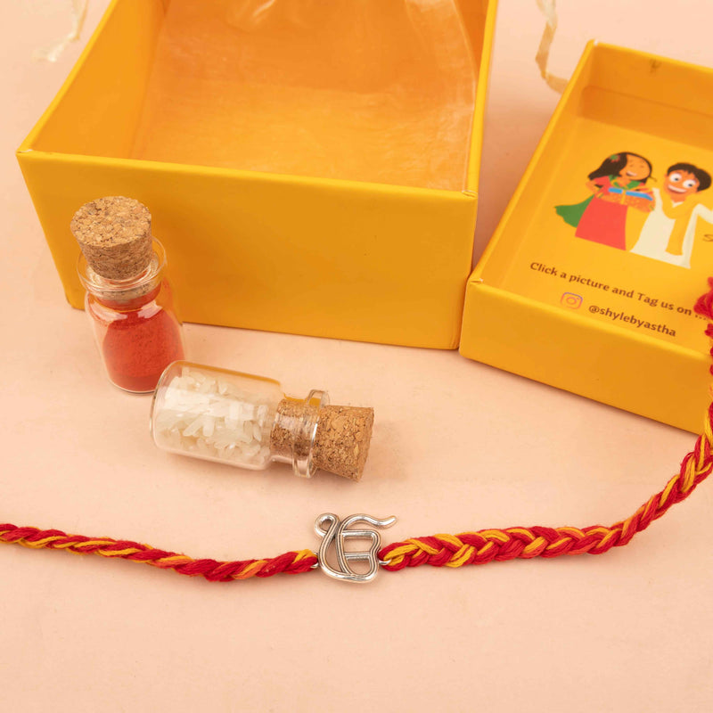 925 pure silver Ik Onkar sacred rakhi, side view