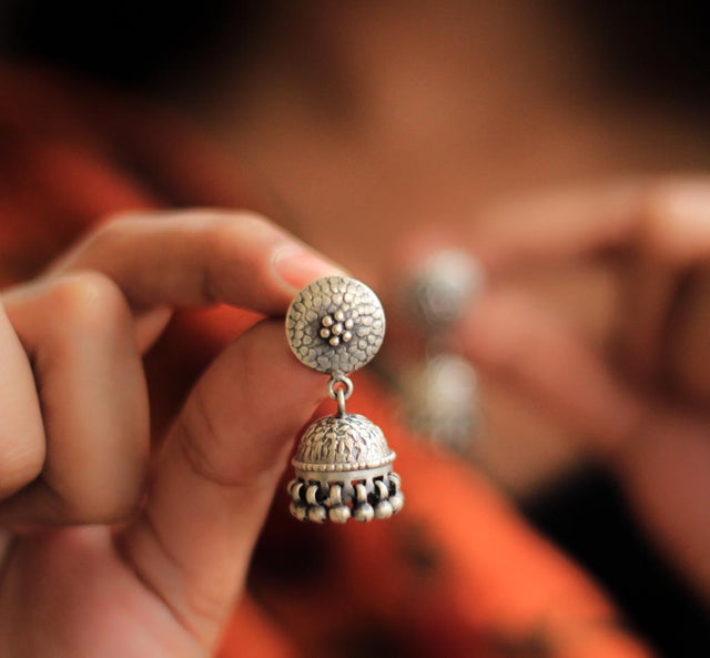 Mizoya Round Motif Dana Work Jhumkis
