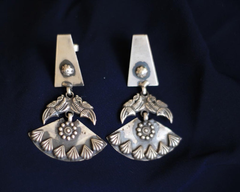 Essence Dual Parrot 3 Layered Trapezium  Earrings