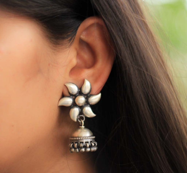 Moh Flower Motif Matte Jhumki