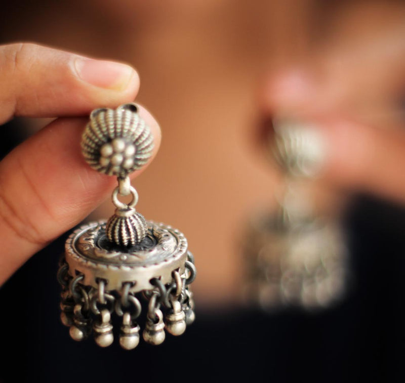 Adya Embossed Motif Flat Jhumkis