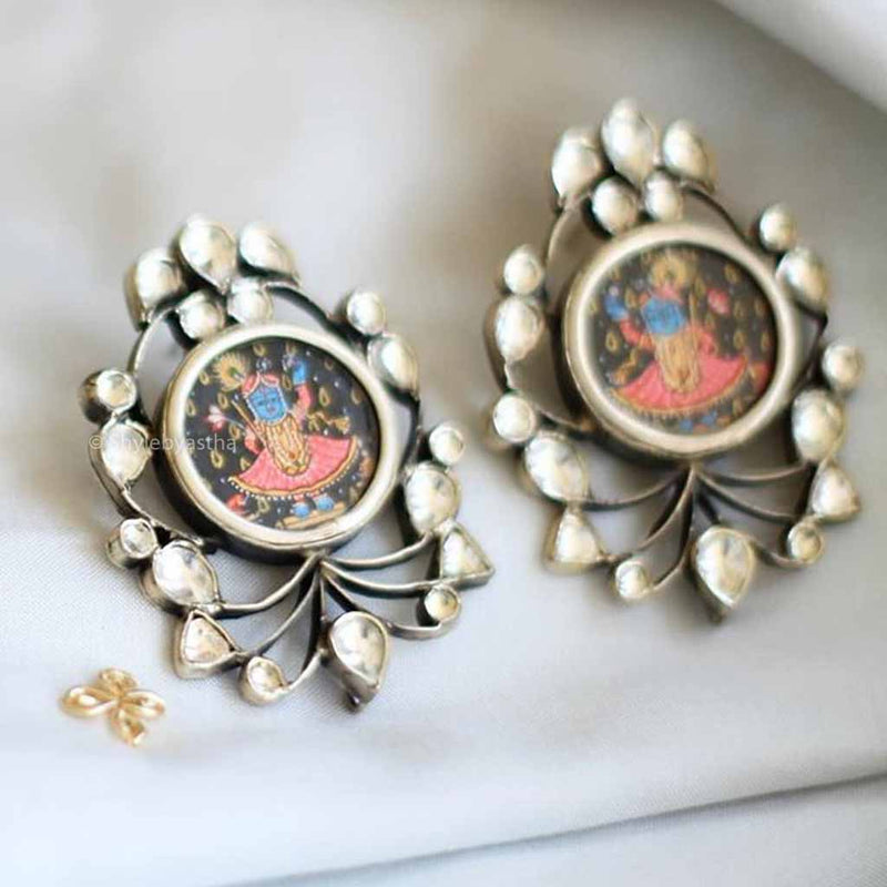 Anvaya Hand Painted Jadau Kanha Studs