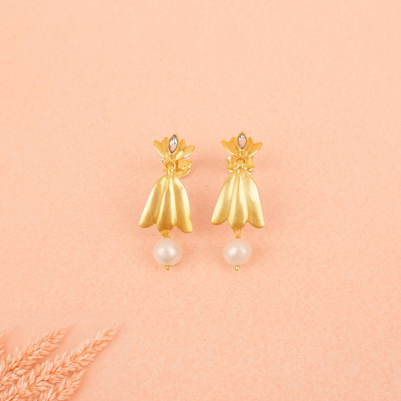 Qurbat Ethereal Lotus pearl Drop Earring