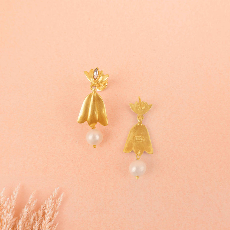 Qurbat Ethereal Lotus pearl Drop Earring