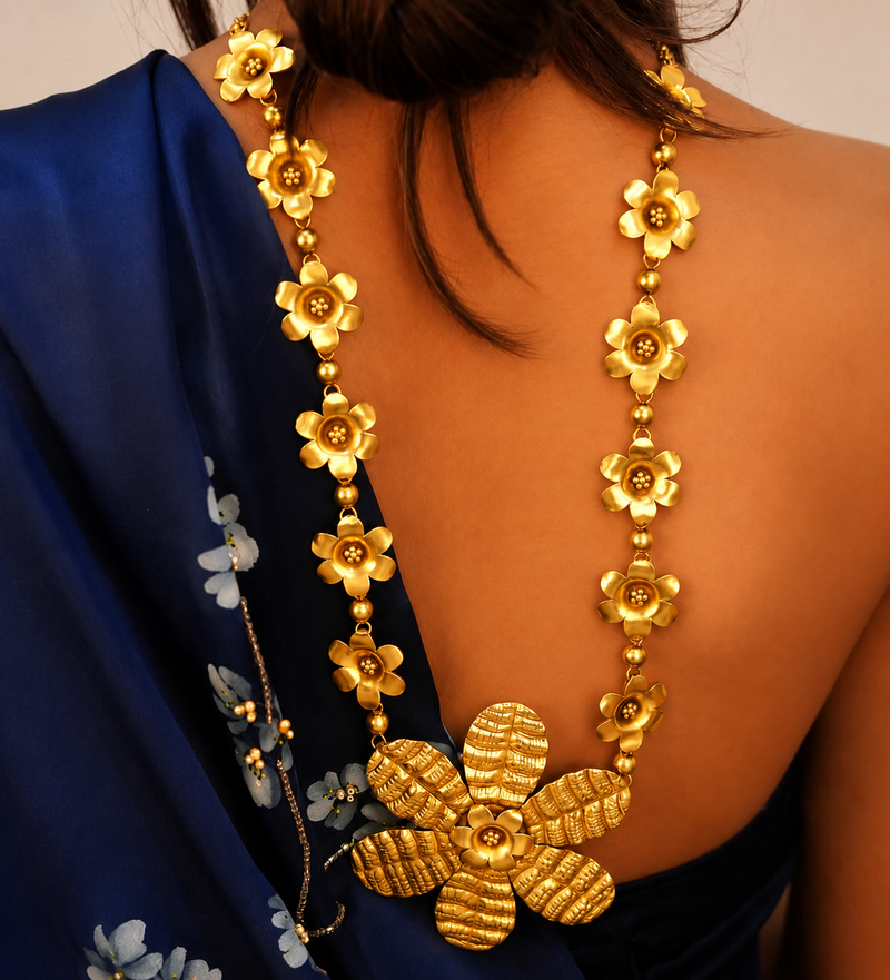 Qurbat Flower Leaf Statement Necklace