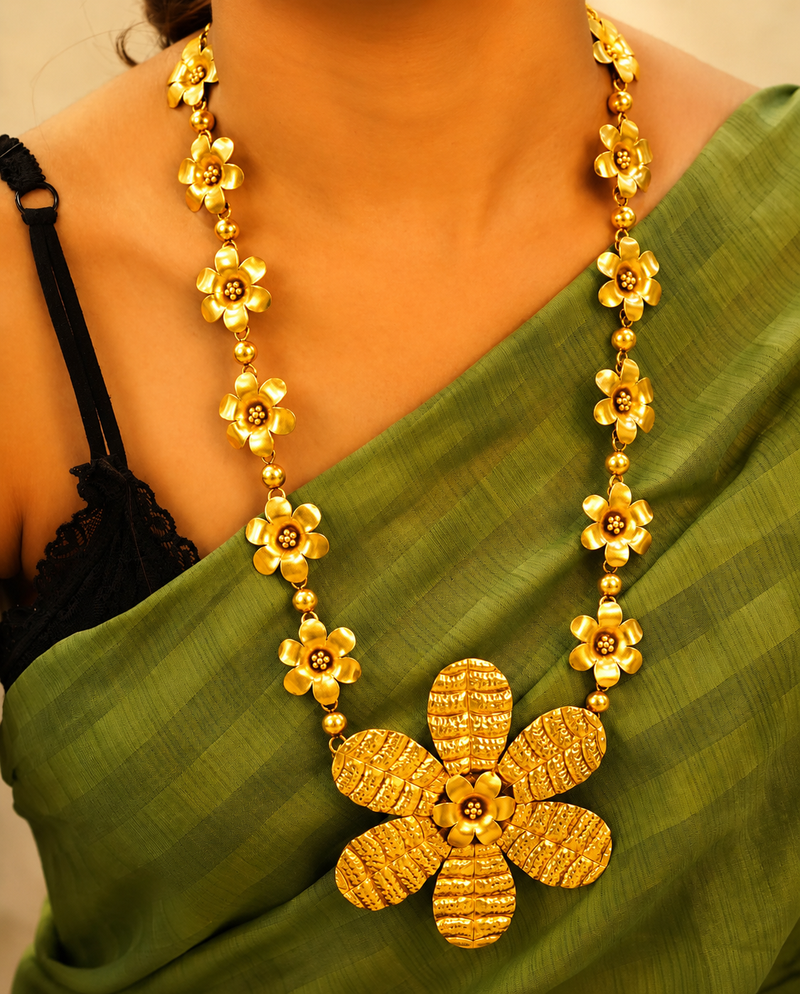 Qurbat Flower Leaf Statement Necklace
