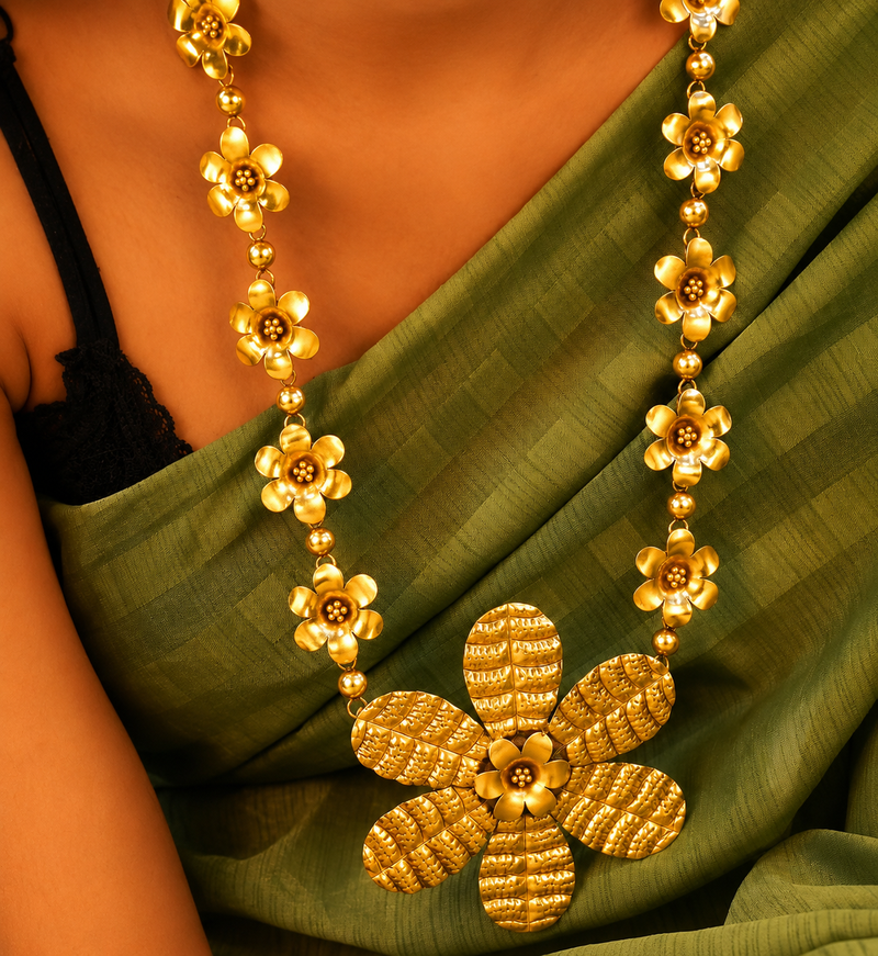 Qurbat Flower Leaf Statement Necklace