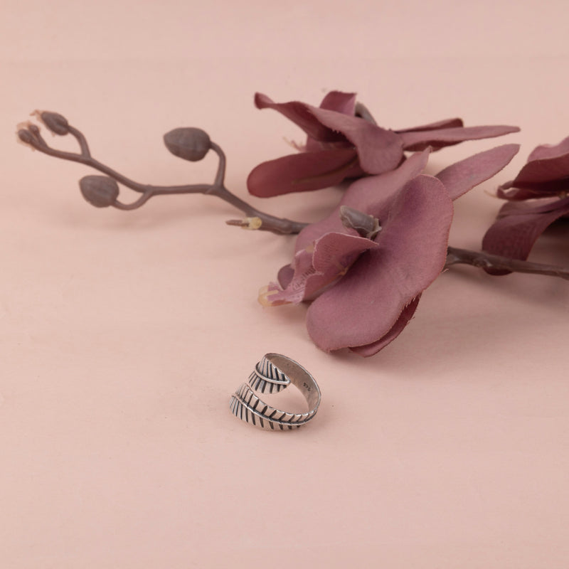 Qurbat Intricate Dual Leaf Ring