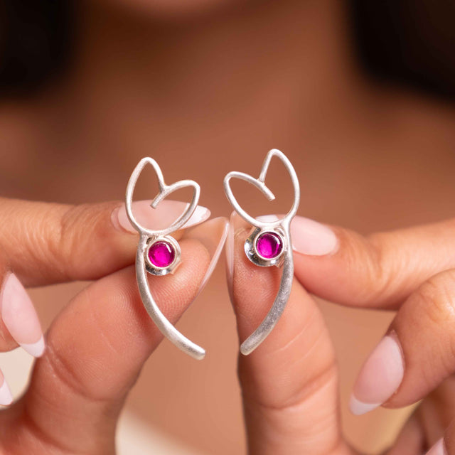 Qurbat Pink Tulip studs
