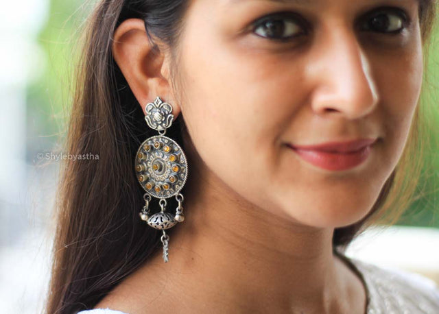 Anvaya Embossed Intricate Tribal Inspired  Earrings