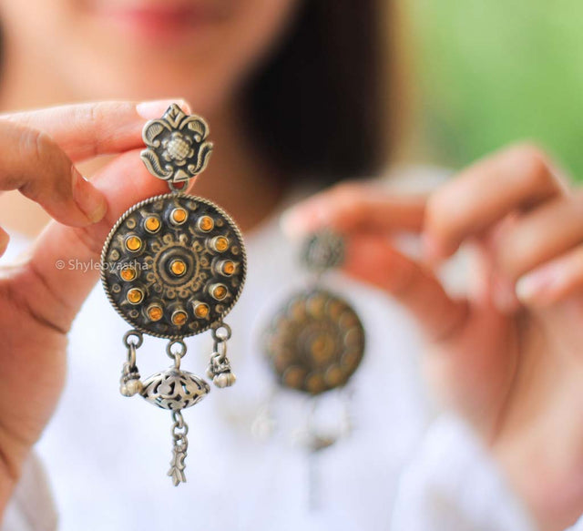 Anvaya Embossed Intricate Tribal Inspired  Earrings