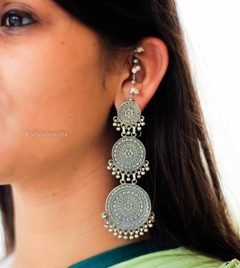 Anvaya Flower Art Layered Classic Earrings