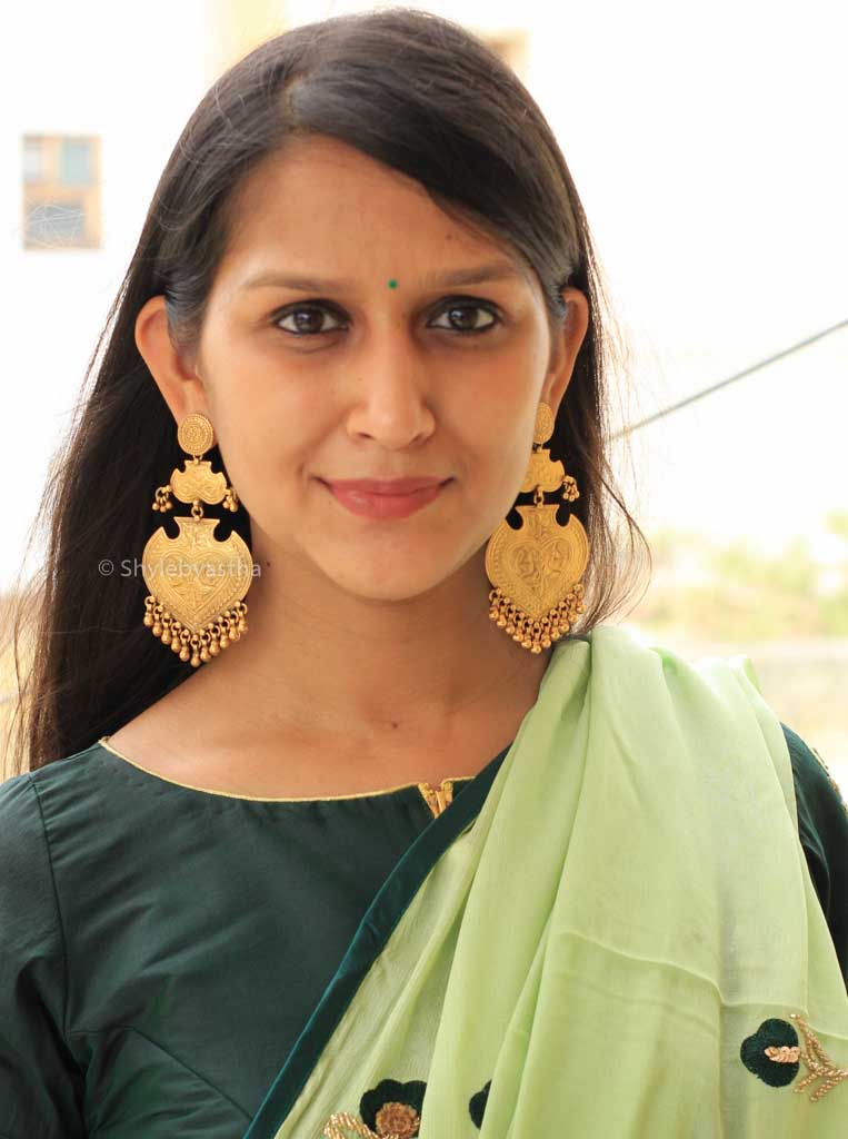 Tattva Peacock Art Classic Gold Earrings
