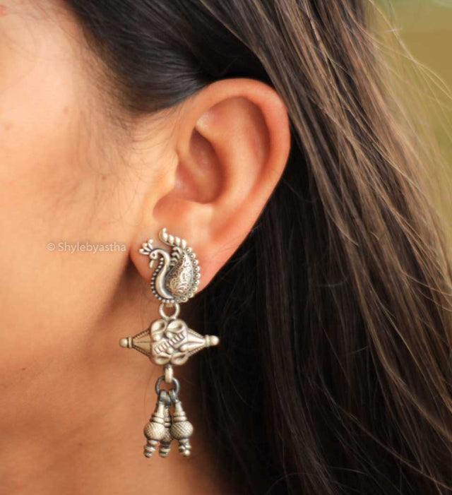 Mizoya Peacock Motif Ghughri Earrings
