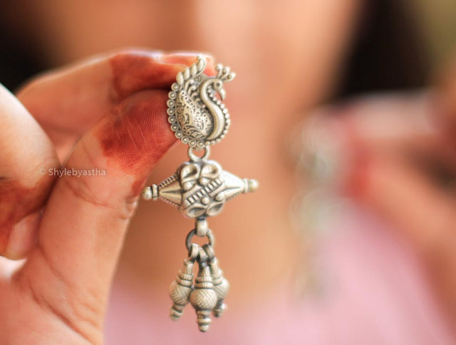 Mizoya Peacock Motif Ghughri Earrings