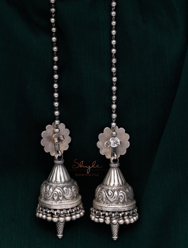 Anvaya flower Motif Chitai Detailed Kaanchain Jhumka