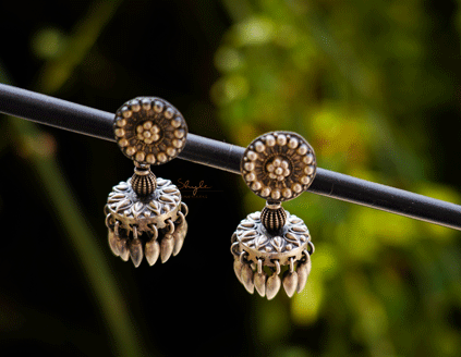 Dulari Intricate Petal Embossed Jhumka