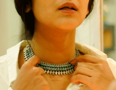 Tattva Turquoise Classic leaf drop Necklace