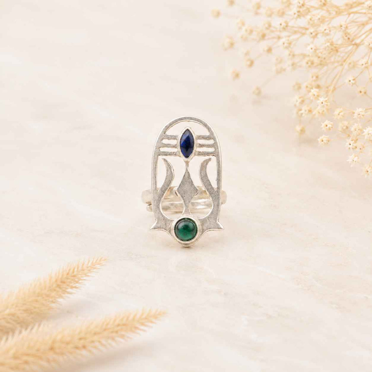 Shivoham Trishul Necklace Earring Ring Set