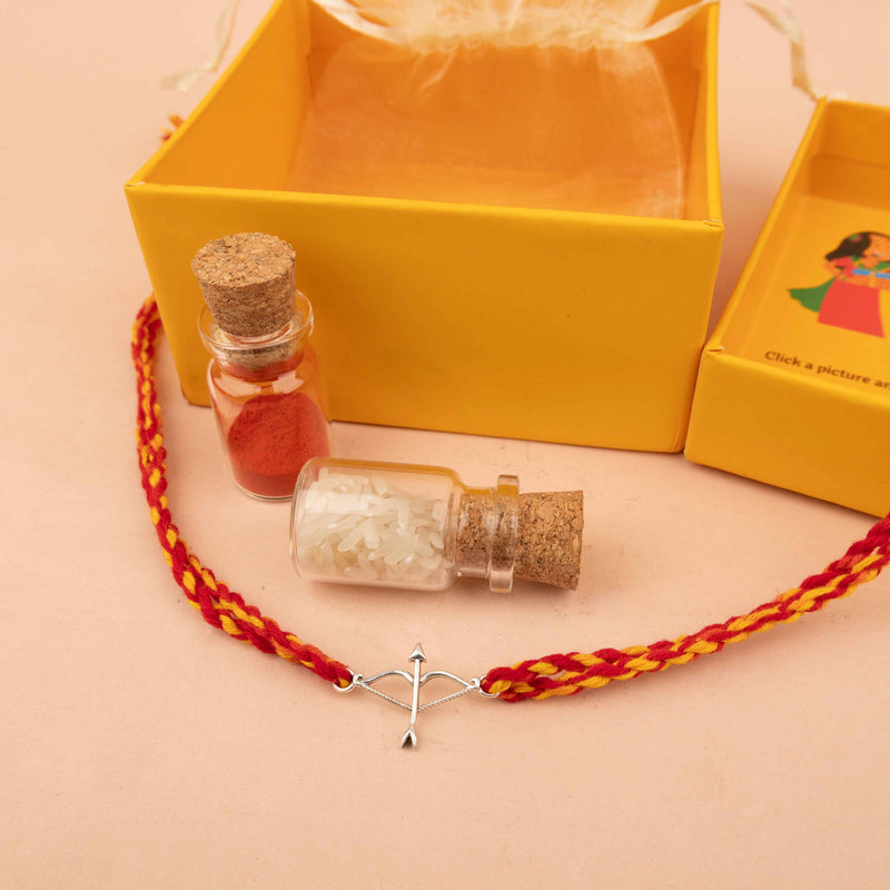 925 pure silver Shri Ram baan astra rakhi, side view