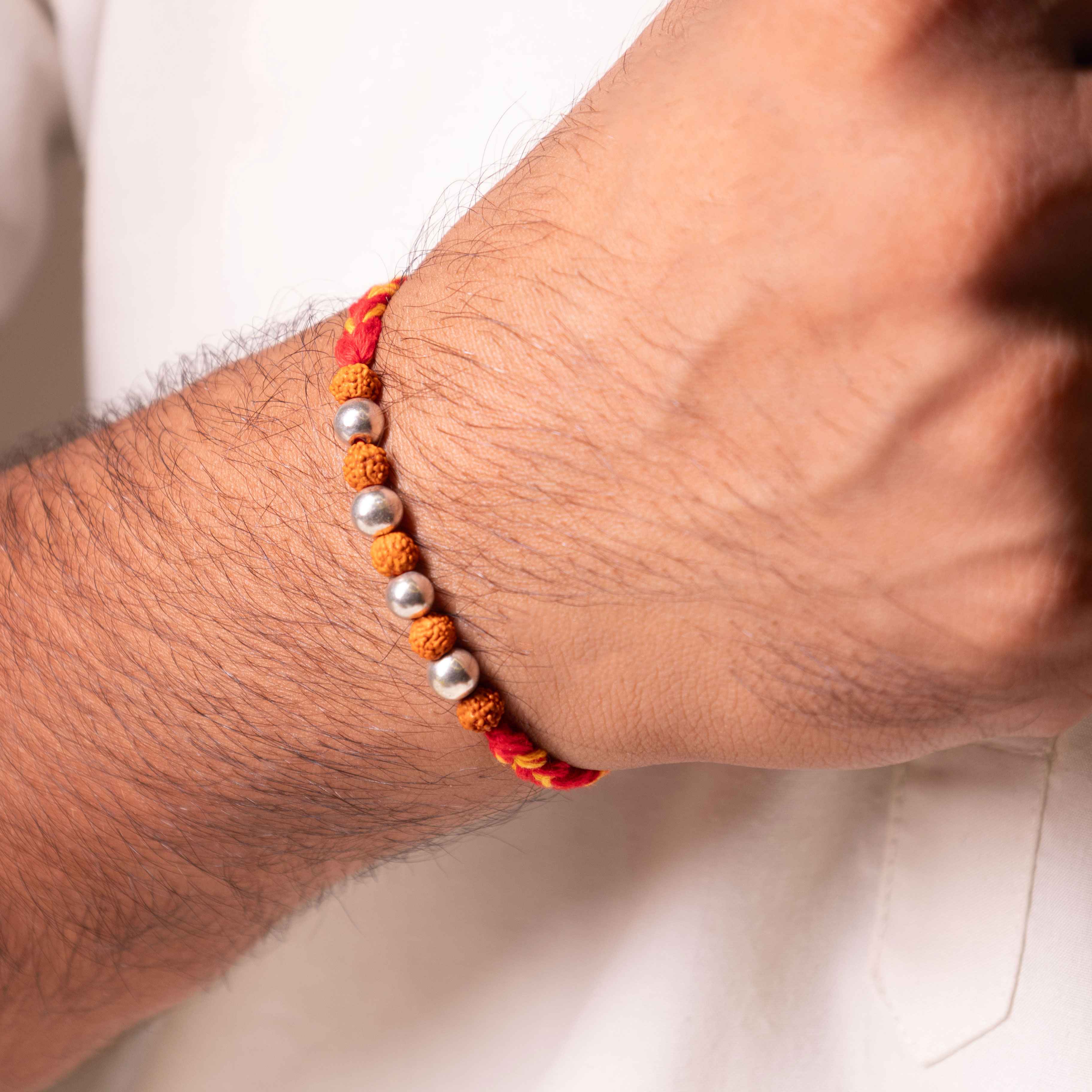 Moh Rudraksh Silver Bead Sutra Rakhi