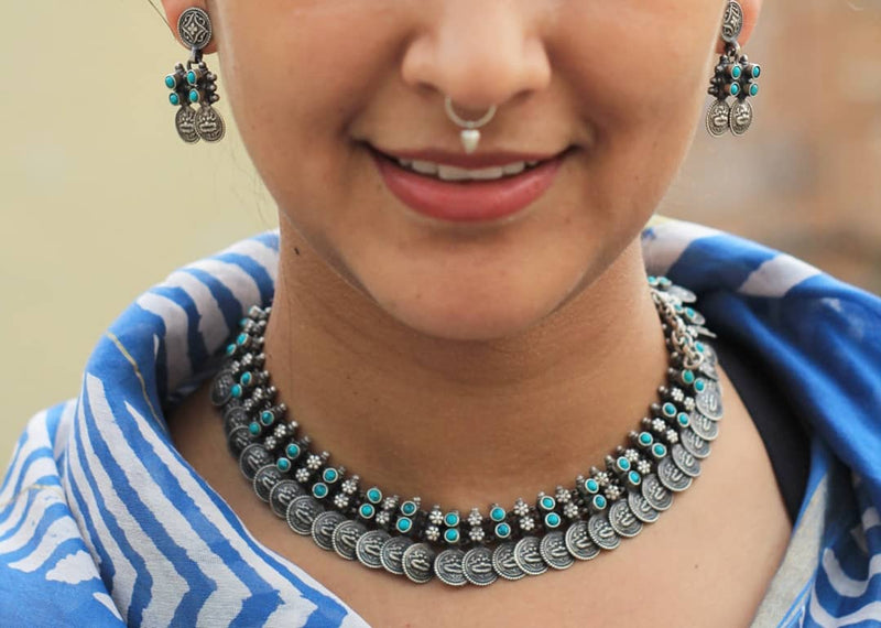 Tattva Sikka Turquoise Two Layered Necklace