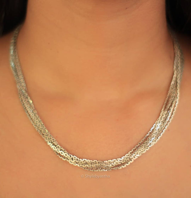 Adya Strangled Silver Chain Necklace