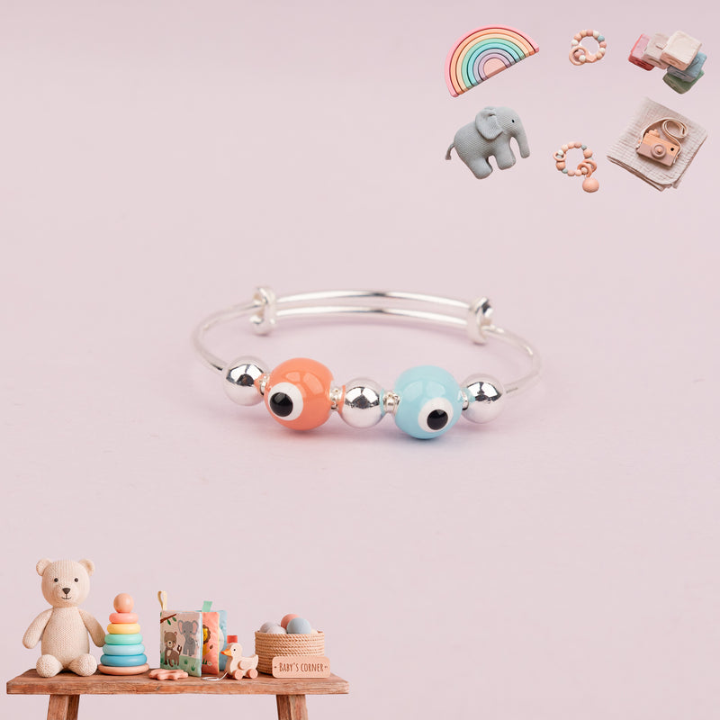 Soft Evil Eye duo Adjustable Baby Kada