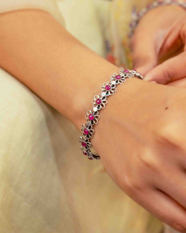 Tattva Carved Flower Statement Bangle