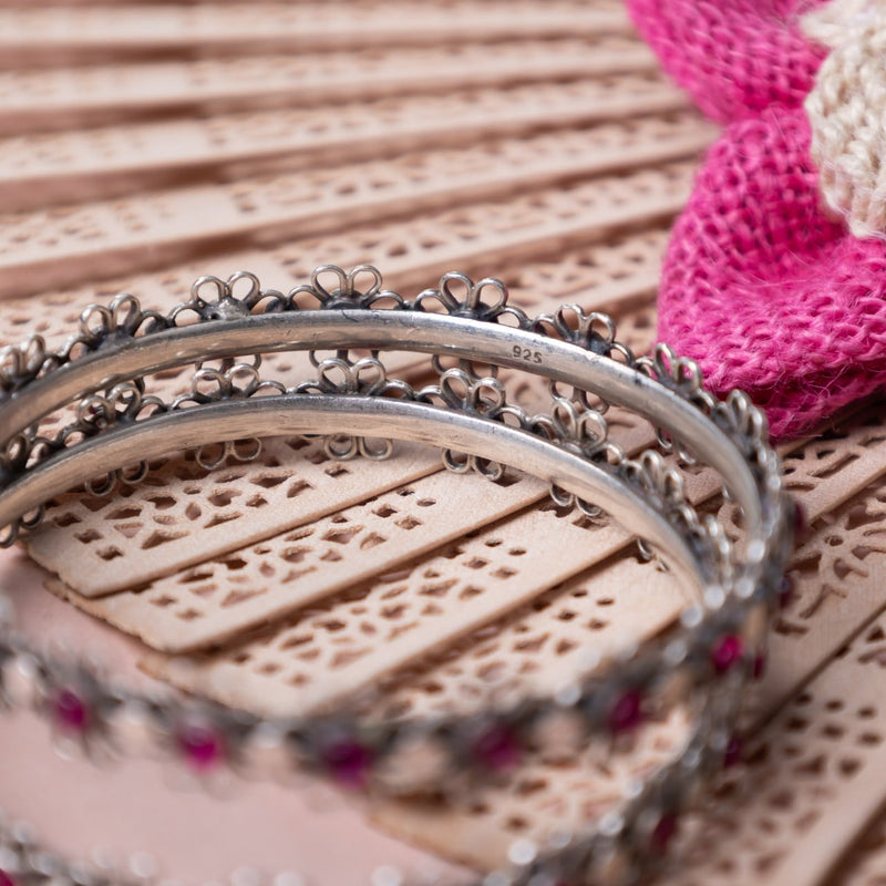 Tattva Carved Flower Statement Bangle