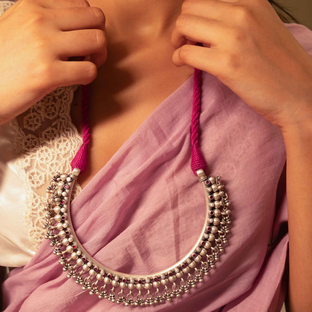 Tattva Pearl Pink Ghughri Drop Classic Hasli