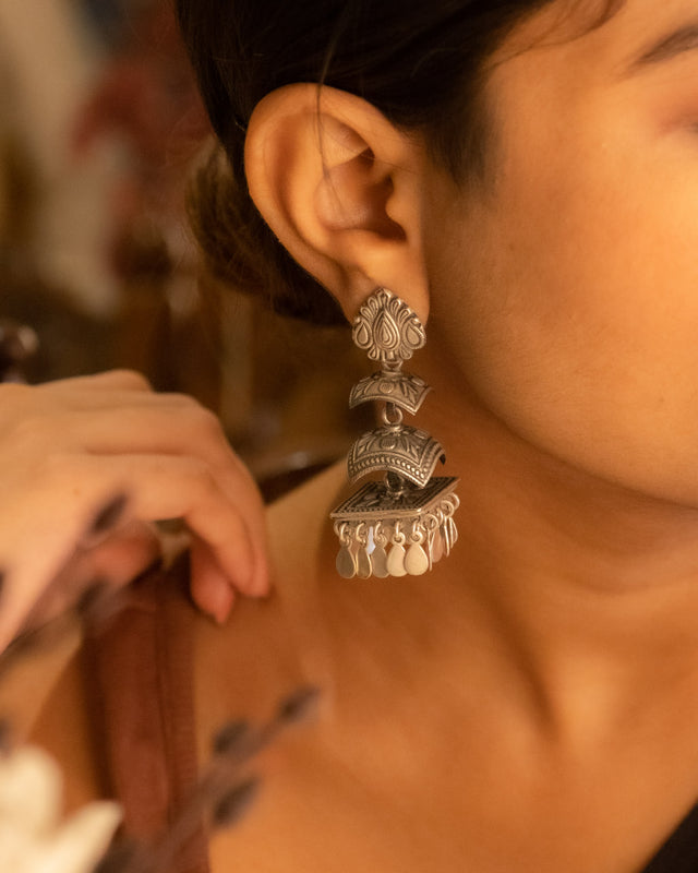 Tattva Vintage Inspired Layered Flat Jhumka