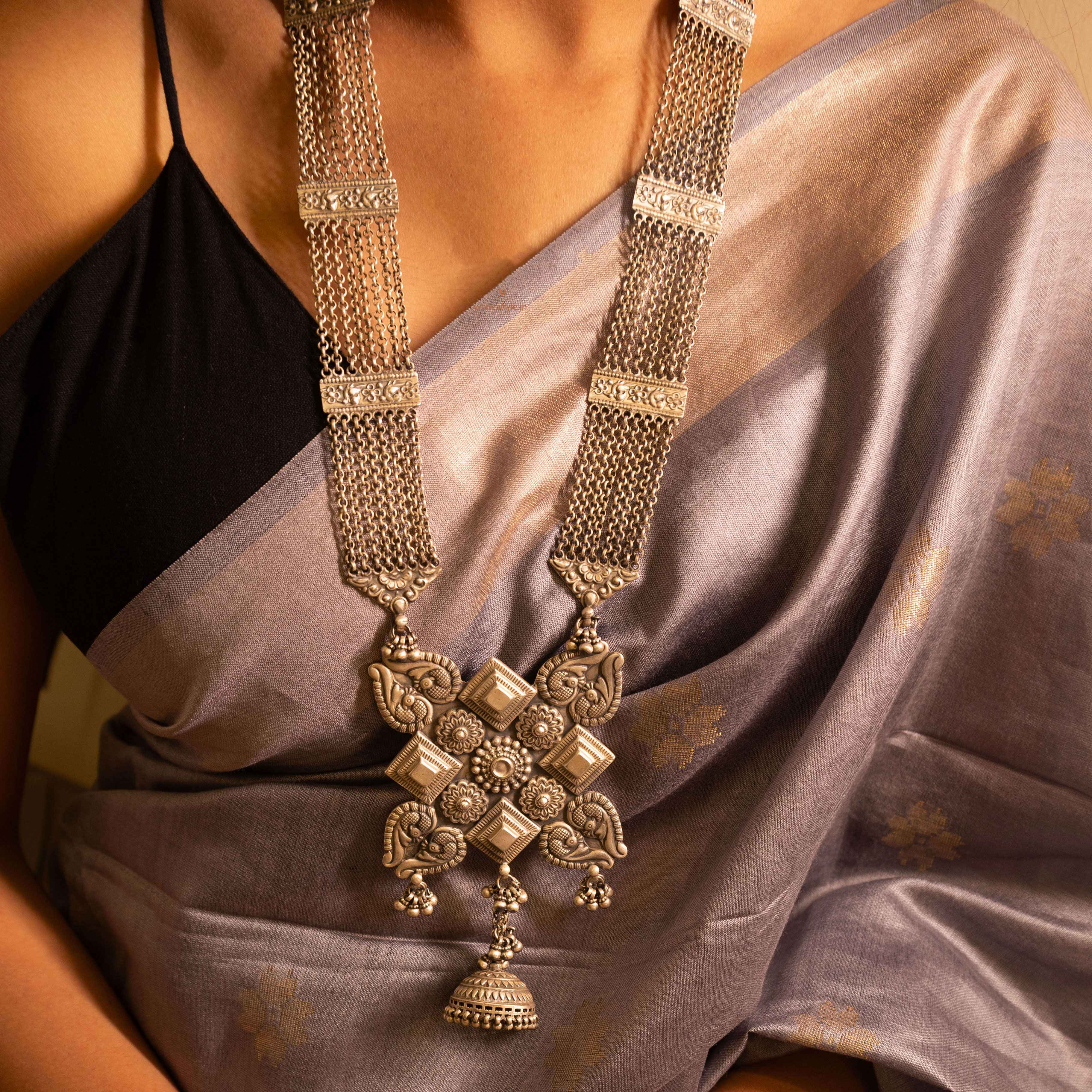 Tattva Statement Jhumki Drop Chain Cluster Necklace