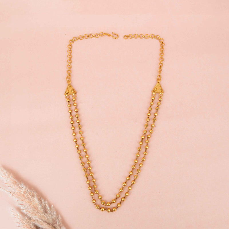 Tattva Two Layered Ball Chain Gold Plated Necklace