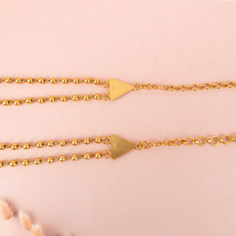 Tattva Two Layered Ball Chain Gold Plated Necklace