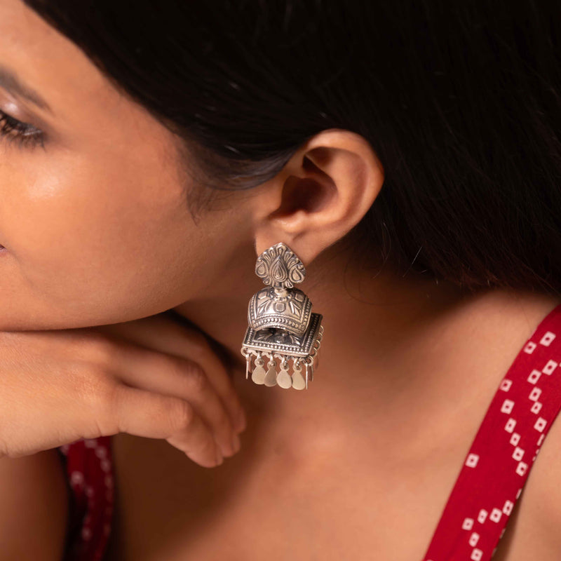 Tattva Vintage Inspired Timeless Layered Square Jhumka