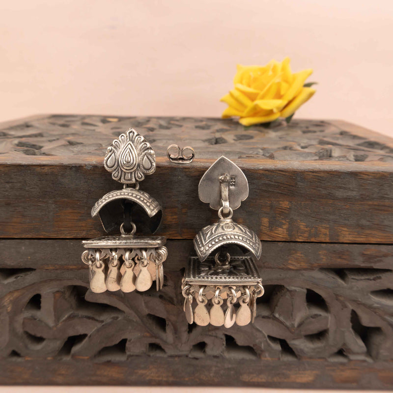 Tattva Vintage Inspired Timeless Layered Square Jhumka