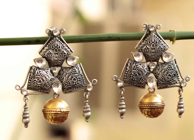 Anvaya Triangular Embossed Earrings