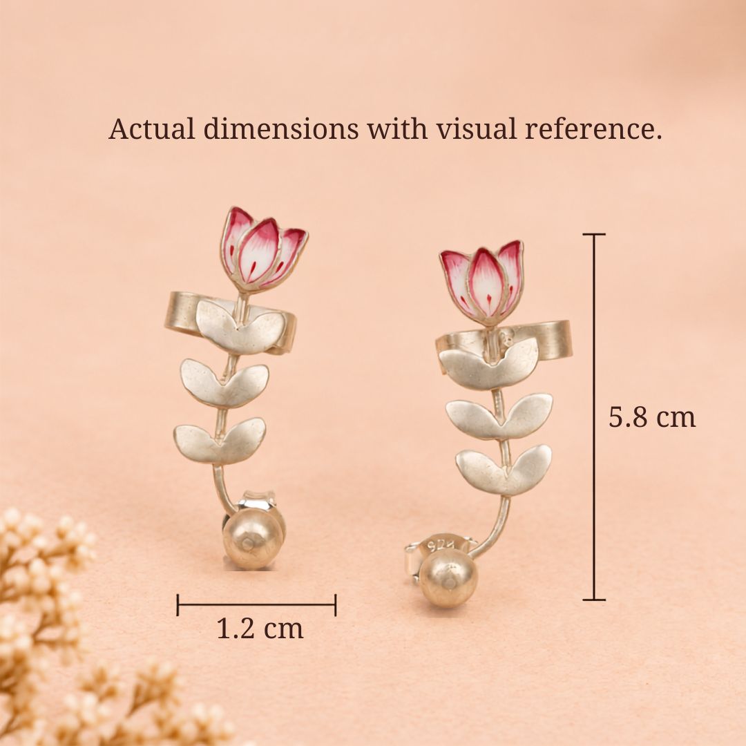 Dulari Enamel Lotus Earcuff