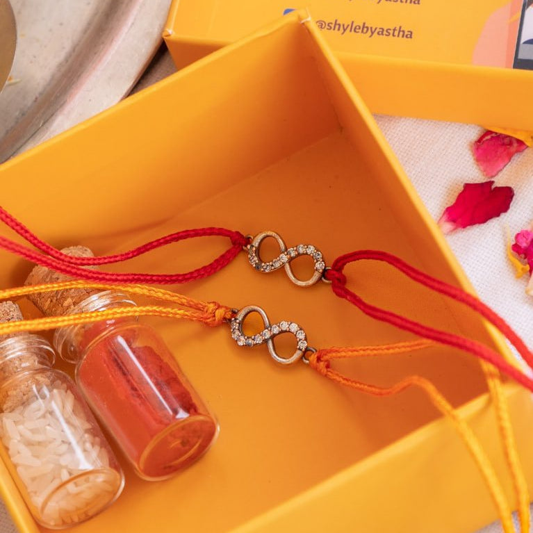 925 pure silver infinity knot rakhi