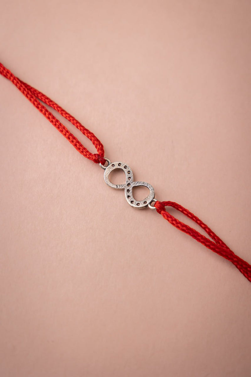 925 pure silver infinity knot rakhi, side view