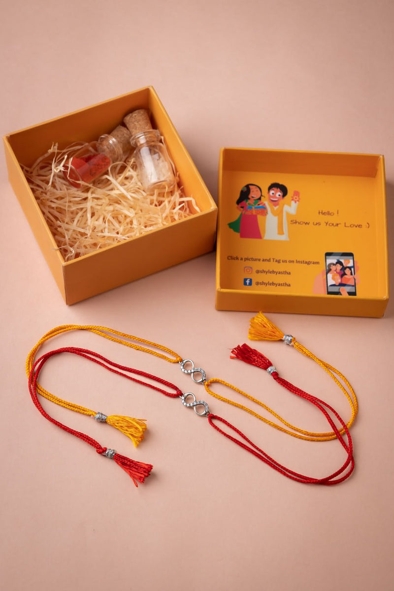 925 pure silver infinity knot rakhi, reverse view