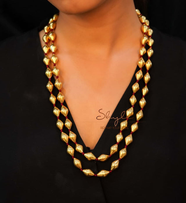 Anvaya Gold Tone Two Layered Dholki Mala
