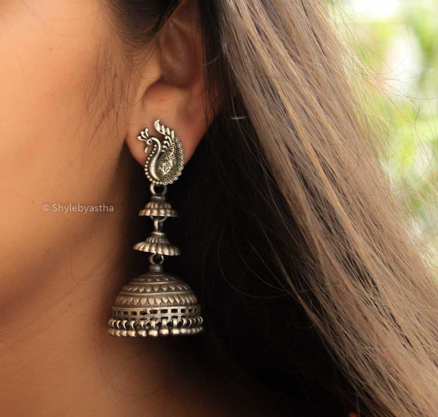 Moh Peacock Triple Layer Jhumka