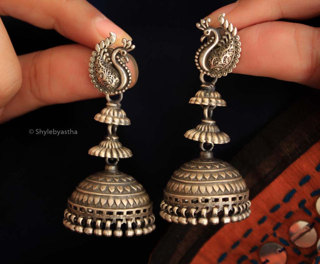 Moh Peacock Triple Layer Jhumka