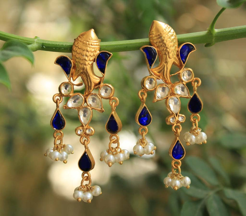 Tattva Meenakari Matsaya Kundan Earrings