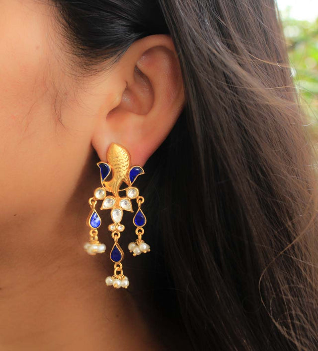 Tattva Meenakari Matsaya Kundan Earrings